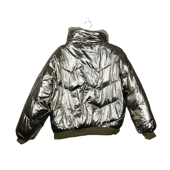 Ba&sh Blouson Roy Gold Metallic Dore Puffer Reversible Jacket Size Large NWT - Picture 10 of 10